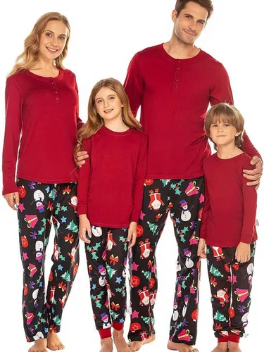 Ekouaer Christmas Pajamas Matching Family Pj Set Long Sleeve Tops and Plaid Pants for Sleepwear Soft Loungewear Pjs