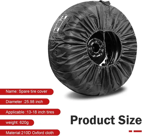 Miniatura 2 de Cubierta para neumático de repuesto para automóvil, protector de rueda impermeable antiarañazos con bolsa de herramientas lateral y asa, bolsa