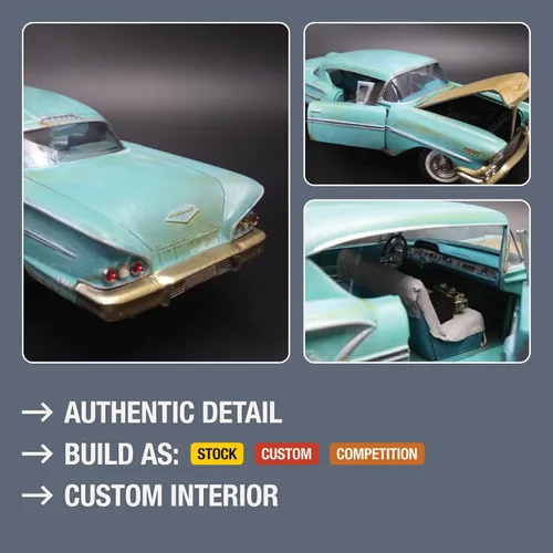 Miniatura 3 de AMT 1958 Chevy Impala Hardtop Ala Impala 1:25 Kit de modelo a escala 1:25
