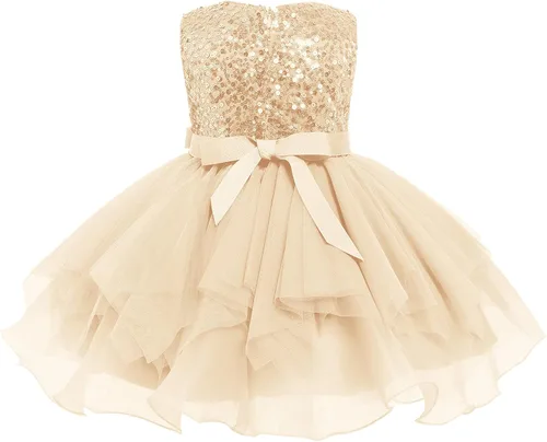 Miniatura 3 de Vestidos de niña de flores sin mangas de lentejuelas hinchado vestido de tul de la boda de la dama de honor del concurso bautismo cumpleaños vestido