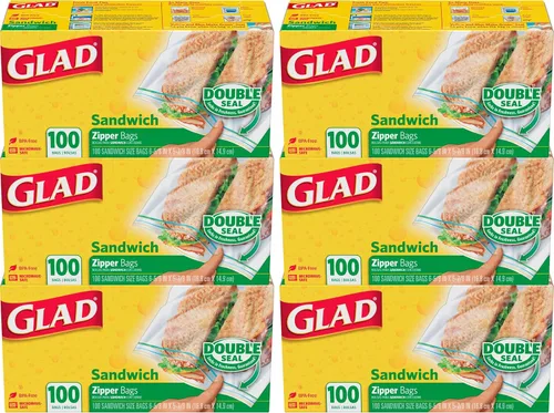 Miniatura 7 de Glad Bolsas de sándwich con cremallera para almacenamiento de alimentos, 100 unidades (el embalaje puede variar)