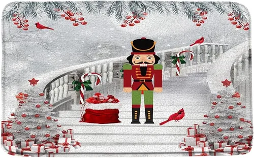 Miniatura 7 de GCTNBJL Juego de 3 alfombrillas de baño para árbol de Navidad, diseño de copo de nieve, rojo, gris, dibujos animados, invierno, vacaciones, baño