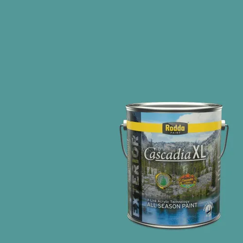 Miniatura 136 de Rodda Paint CASCADIA XL Pintura e imprimación satinada exterior en uno, cuarto de galón, Aquafir