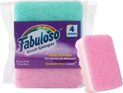 Miniatura 7 de Esponjas Fabuloso, Púrpura - Limpiador sin arañazos para platos y superficies - Esponja para lavar platos para una experiencia de limpieza audaz