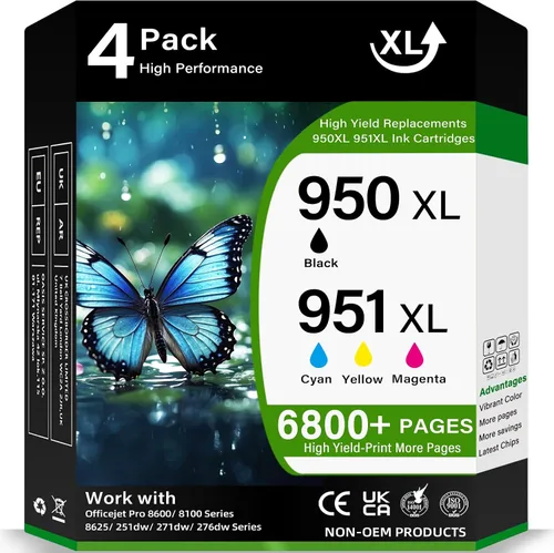 Miniatura 8 de 950XL - Cartuchos de tinta de repuesto compatibles con cartuchos de tinta negros 950, funciona para impresoras Officejet Pro 8100 8600 8610 8620