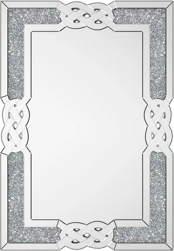 Miniatura 8 de Espejo de diamante triturado plateado: decoración rectangular de pared 35.4 x 23.6 pulgadas Espejo decorativo de lujo con espejo de cristal