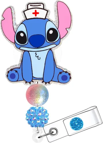 Miniatura 25 de Carrete de insignia para enfermera, lindo soporte retráctil con clip de identificación para enfermera, accesorios para el trabajo, divertidos Azul