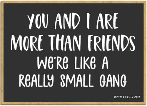 Honey Dew Gifts, You and I are More Than Friends We're Like a Really Small Gang, 2.5 x 3.5 pulgadas, decoraciones de casillero, imanes divertidos