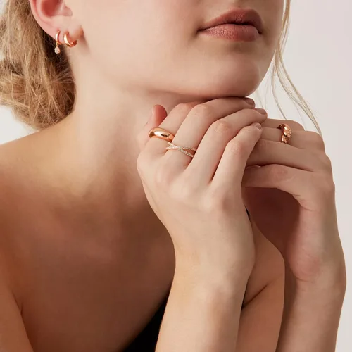 Miniatura 3 de PAVOI 14K Gold Plated X Ring Simulated Diamond CZ Criss Cross Ring for Women