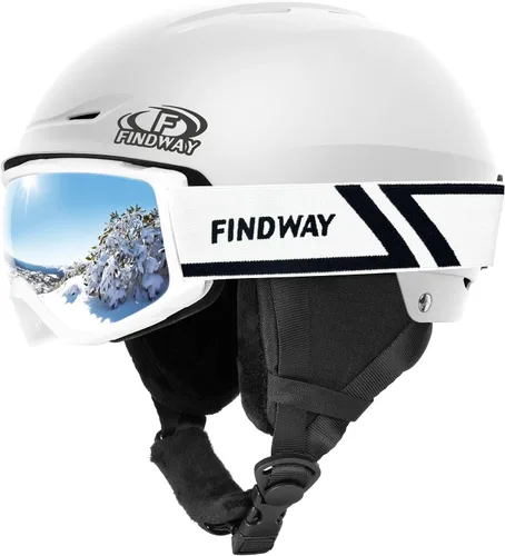Miniatura 19 de Findway - Juego de Casco de Esquí, Casco de Snowboard con Gafas para Adultos [A Prueba de Golpes] Casco de Deportes de Nieve Seguro y Duradero