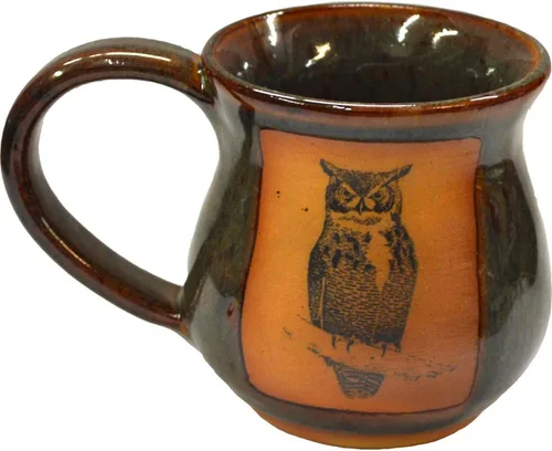 Miniatura 7 de ALWAYS AZUL POTTERY Taza de café de cerámica hecha a mano con diseño de búho granero en esmalte Azulscape - Elegante y único vaso artístico hecho a