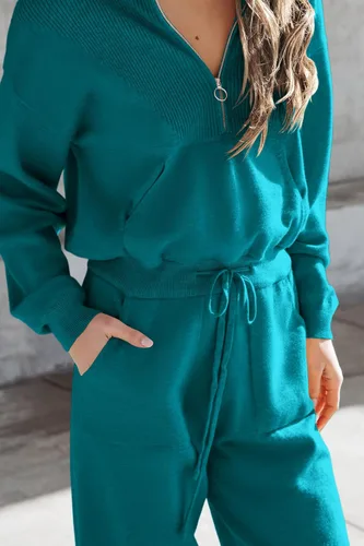 Miniatura 49 de PRETTYGARDEN Conjunto de suéter de 2 piezas para mujer, sudadera con cremallera, pantalones deportivos, ropa casual