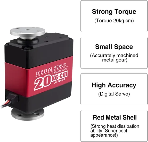 Miniatura 2 de Servomotores servo RC de 44.1 lbs de alto par con servomotor 25T, rodamiento de bolas dual, caja de aluminio, soporte de metal, dirección
