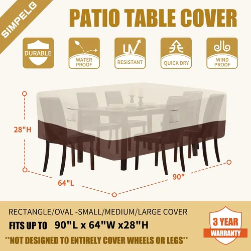 Miniatura 2 de Fundas impermeables para patio al aire libre para muebles de patio, 600D, resistentes a los rayos UV, resistentes a los rayos UV, fundas