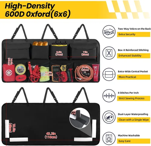 Miniatura 3 de Snuopfy Organizador de maletero de automóvil, organizador colgante para asiento trasero con 8 bolsas de almacenamiento grandes, gran capacidad