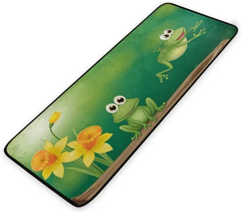 Miniatura 6 de Alfombras de cocina con diseño de dos ranas verdes, antideslizantes, suaves, alfombra de baño, alfombra para decoración del hogar, 39 x 20 pulgadas