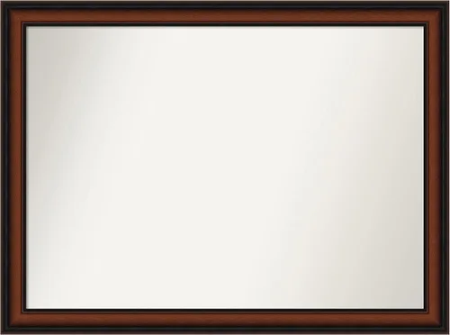 Miniatura 487 de Amanti Art Espejo de pared personalizado no biselado (24 x 27 pulgadas), marco estrecho de nogal chipre - varios tamaños personalizados - Espejo