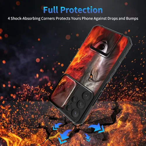 Miniatura 346 de Funda para Samsung Galaxy S22 Ultra 5G, Galaxy S22 Ultra con cubierta de cámara deslizante, funda resistente de doble capa con función atril Black