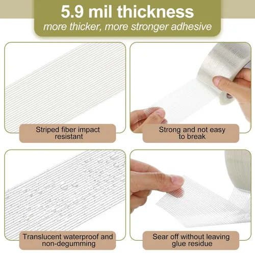 Miniatura 3 de Treela 40 rollos de cinta de flejado a granel de 2 pulgadas x 60 yardas, cinta de filamento de fibra de vidrio de 5.5 mil, tiras de embalaje