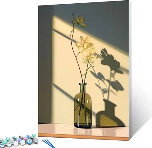 Miniatura 2 de Leisurely - Pintura por números para adultos, flor en botella, pintura al óleo digital, pintura acrílica, kits de pintura de licor, arte de pared
