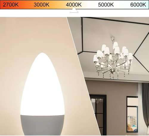 Miniatura 2 de Bombillas LED de candelabro E12 de 4000 K, bombilla de ventilador de techo de luz diurna de 6 W, equivalente a 60 W, bombilla tipo B para Luz