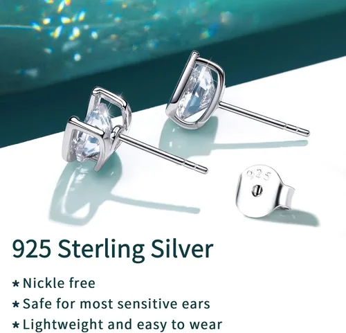 Miniatura 7 de ChicSilver Aretes pequeños con inicial para mujer, plata de ley 925 con circonita cúbica, hipoalergénicos (con caja de regalo)