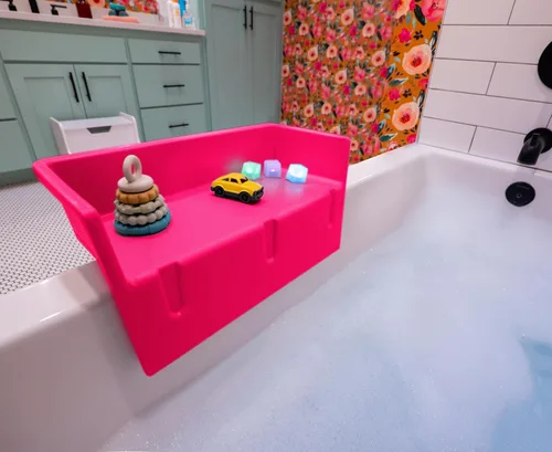 Miniatura 12 de Tub Topper® Protector contra salpicaduras de bañera y estante de baño para niños – Bandeja de baño para niños pequeños, almacenamiento de juguetes
