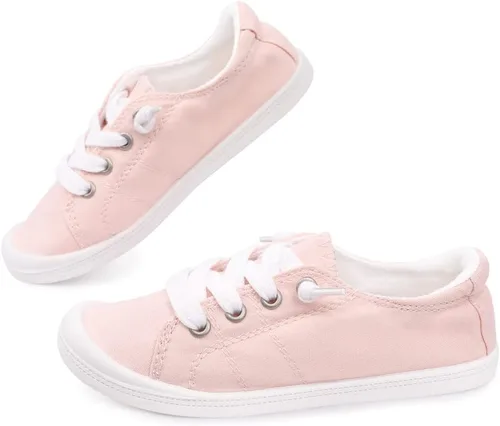 Miniatura 6 de Zapatos deportivos de lona para niños y niñas, zapatos de moda casuales de caña baja, cómodos zapatos para caminar con cordones
