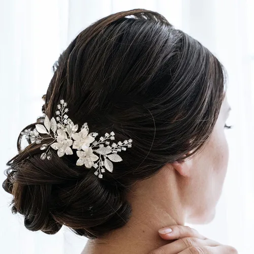 Miniatura 2 de SWEETV Peine de pelo de boda clip de cristal nupcial boda accesorios para el cabello para novias y damas de honor, plata