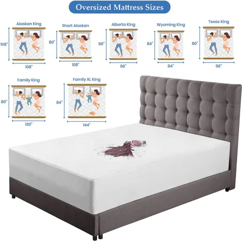 Miniatura 4 de Comfort Beddings Protector de colchón 100% algodón orgánico Alaskan King, 250GSM, impermeable, protector de cama ajustable sin ruido con bolsillo