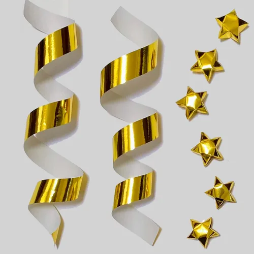 Miniatura 3 de 100-Strips Gold Foil Paper Strips for Making Origami Stars, Lucky Stars, Puff Stars. Reflective Mirror Shiny Paper Strips, 1 x 24 inch. (BIG Gold)