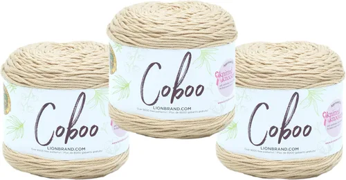 Miniatura 29 de Lion Brand Yarn Coboo, hilo suave para tejer, hacer ganchillo y manualidades, Vanilla Blossom, paquete de 3 Flor de vainilla