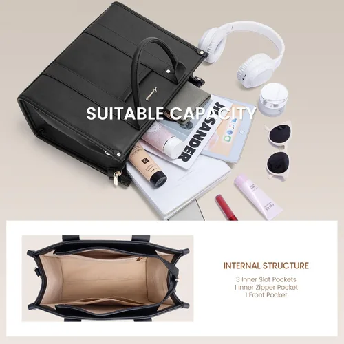 Miniatura 5 de LOVEVOOK Bolso para mujer de cuero, bolso tote, cartera y bolsos, bandolera con asa superior y bandolera con cremallera