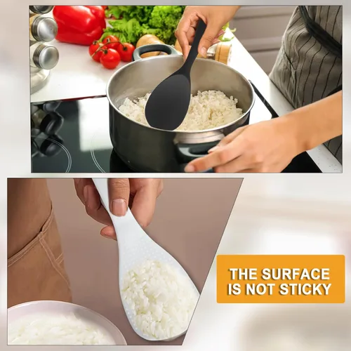 Miniatura 7 de Vonty Cuchara plástica para paletas de arroz de 7.5 pulgadas, 2 piezas, color blanco