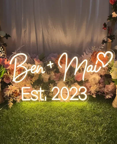 Miniatura 6 de Letrero LED grande personalizado para bodas, luces de neón personalizadas profesionales para pared, aplicables a bodas, salón de belleza, bar