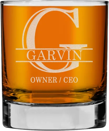 Miniatura 40 de Monograma grabado de cristal de whisky Rocks de 11 onzas (letra S), regalos de bourbon personalizados de la A-Z para hombres, día del padre, vidrio