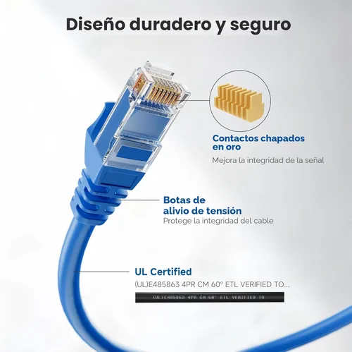 Miniatura 3 de Cable Matters combo de 5 colores, cable de conexión Ethernet sin enganches Cat6, negro, azul, blanco, rojo y verde, Rojo