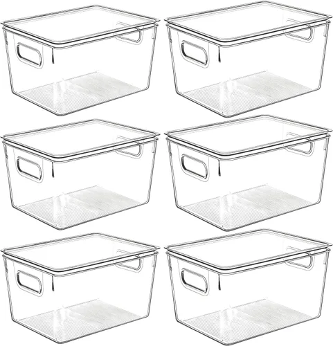 Miniatura 9 de Contenedores de almacenamiento de plástico transparente con tapas, perfectos para organización de cocina o organización y almacenamiento