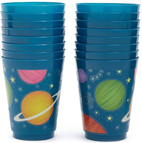 Miniatura 6 de BLUE PANDA Vasos de plástico para fiestas, paquete de 16 unidades, vasos reutilizables para el espacio exterior, 16 onzas, decoraciones para fiestas