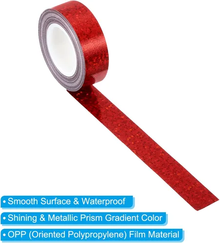Miniatura 3 de PATIKIL Cinta brillante con purpurina de 0.591 in x 16.4 ft, 1 paquete de cintas adhesivas holográficas decorativas para manualidades, álbumes