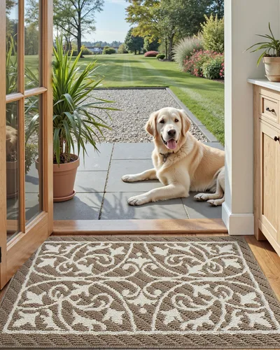 Miniatura 3 de DEXI Felpudo para puerta frontal del pasillo, alfombra de bienvenida interior, delgada de bajo perfil, antideslizante y lavable, para atrapar