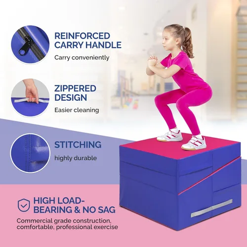 Miniatura 3 de Matladin Incline - Tapete de gimnasia con cuña de queso, 48 x 24 x 14 pulgadas, plegable, para niños y niñas, entrenamiento en casa