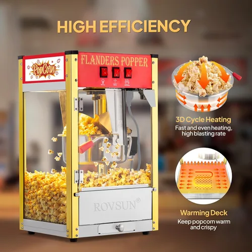 Miniatura 3 de Máquina de palomitas de maíz ROVSUN con hervidor de 8 onzas, hace hasta 32 tazas, máquina de palomitas de maíz comercial para encimera, con cuchara