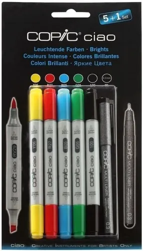 Miniatura 6 de Copic Ciao - Juego de marcadores 5+1, tonos grises cálidos (paquete de 5 + multiliner)