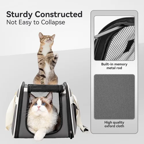Miniatura 5 de PETSFIT Transportador para gatos aprobado por aerolíneas con ruedas diseñado para perros/gatos pequeños con cuerda de seguridad ajustable y ruedas