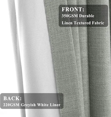 Miniatura 4 de Fcosie Pinch Pleated Curtains Linen Blackout Drapes for Bedroom Linen Curtain Panels Room Darkening/Light Blocking/Privacy Proctecting/Noise Niebla
