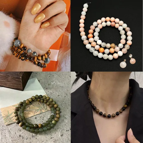Miniatura 8 de Basigeese Cuentas de piedras preciosas naturales para la fabricación de joyas, cuentas de piedra lisa redonda pulida, cuentas de piedra auténtica