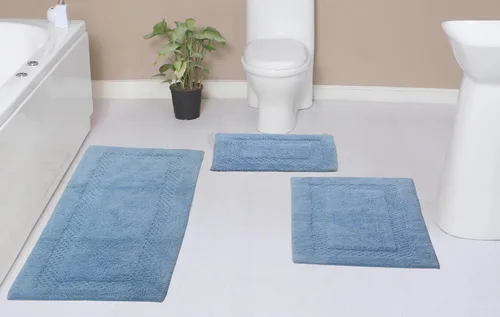 Miniatura 67 de Home Weavers Classy - Juego de alfombras de baño 100 % algodón, decoración de baño, lavable, extrasuave y absorbente, tapete de cocina, juego de Aqua