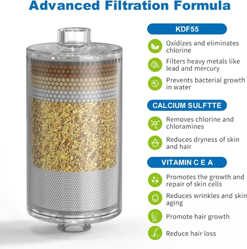 Miniatura 2 de All Metal - Filtro de ducha KDF 55 con vitamina C E y A para agua dura, filtros de agua universales de alta presión para reducir productos químicos