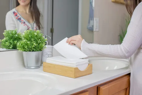 Miniatura 4 de 50 toallas de papel de tela, toallas de mano desechables para invitados de baño, toalla facial desechable para invitados, paños o servilletas